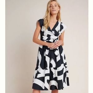 Anthropologie Black and White Midi Dress
